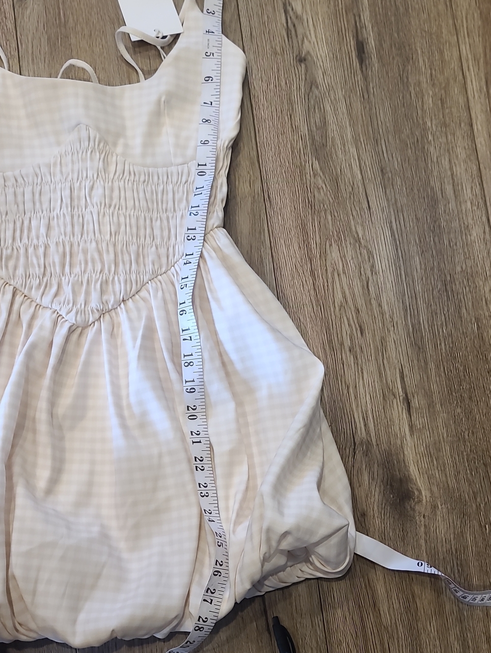 Zara Cream Gingham Smocked Corset Bubble Puffball Dress NWT S - Picture 7 of 9